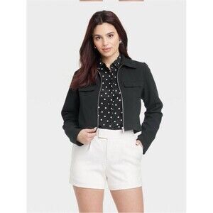 NWT Women's Zipper Jacket - A New Day Black